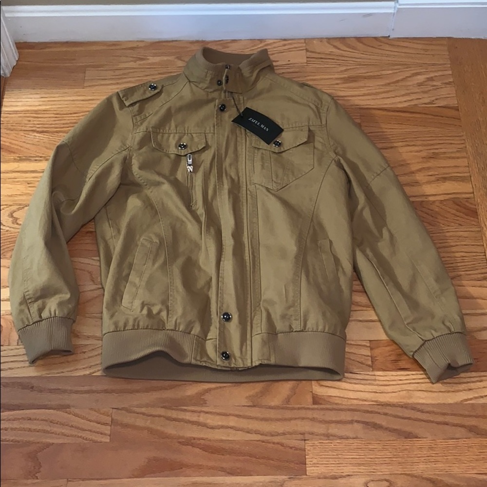 Zaful Man Mens XL Brown Zippered Jacket
